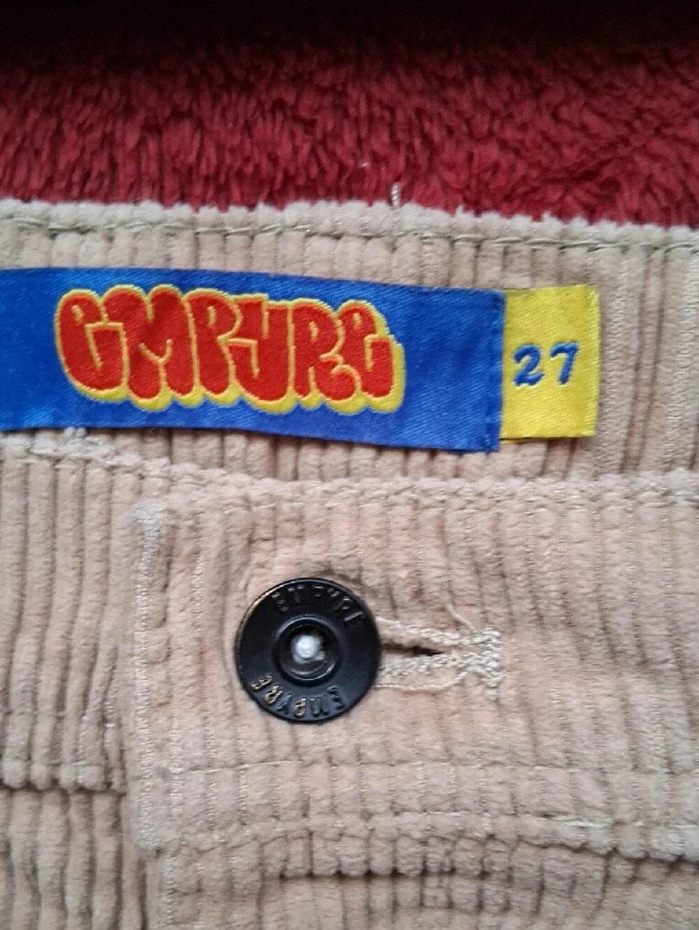 Mens Empyre Tan Corduroy Skater Pants Size 27 x 28